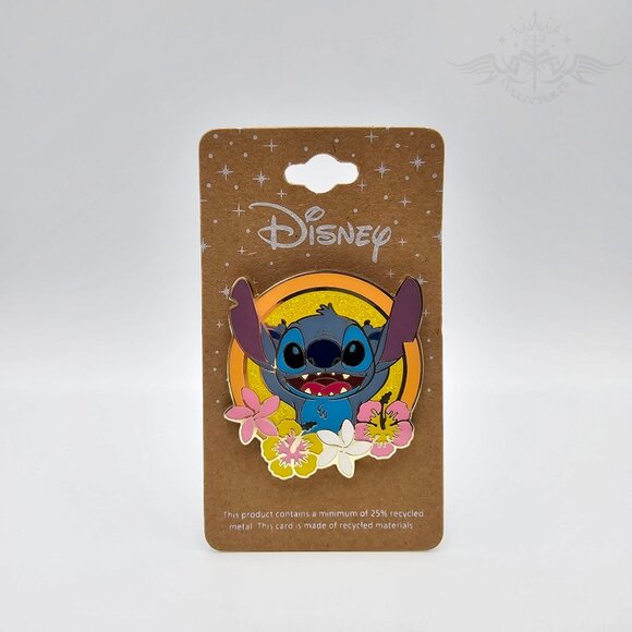 Disney Lilo & Stitch Floral Frame Stitch Enamel Pin - Picture 1 of 1